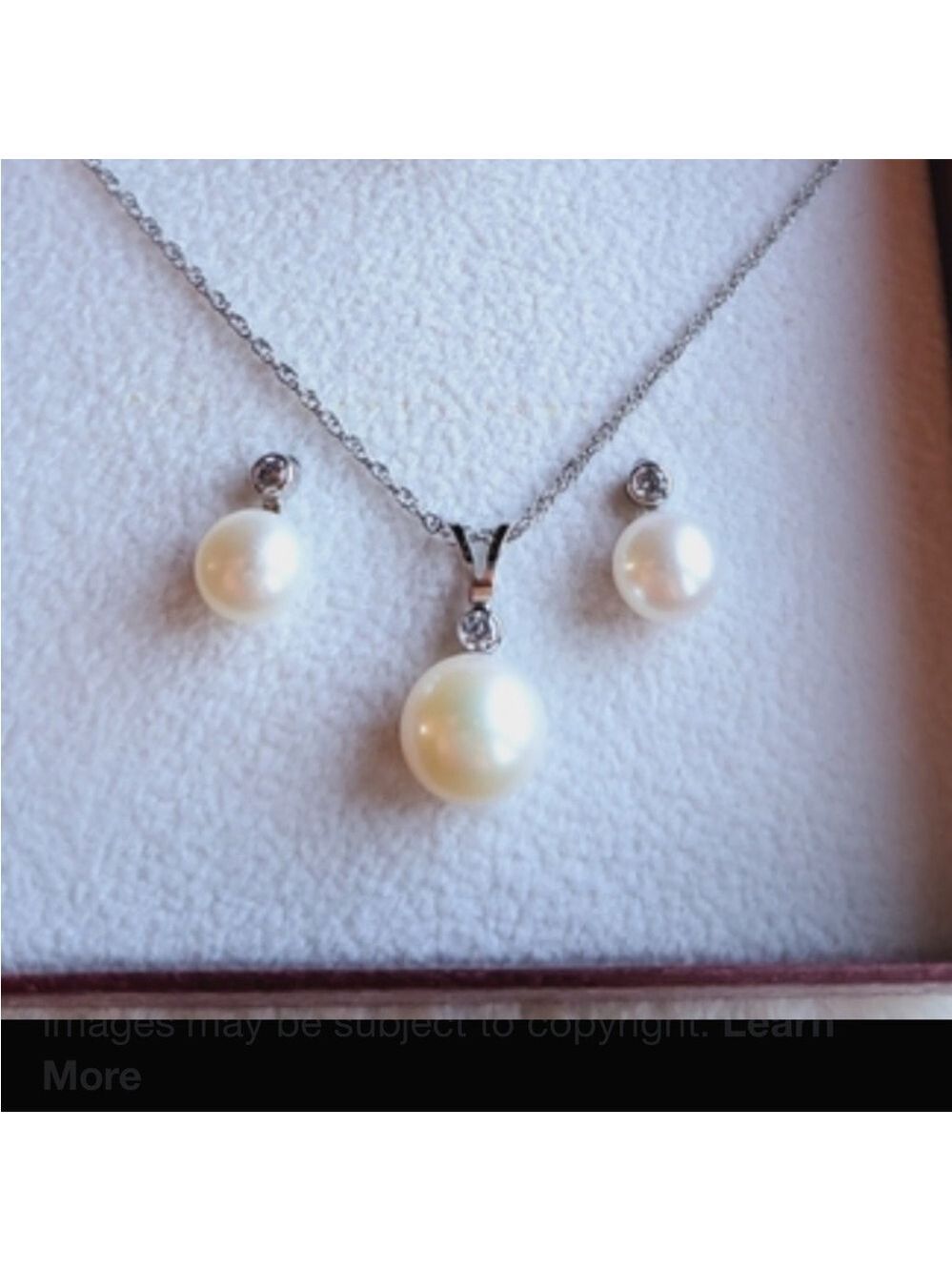Helzberg cultured pearl/diamond and matching earrings set